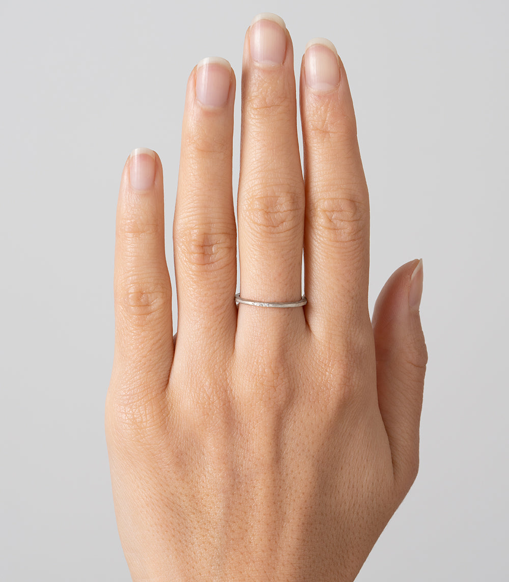 Skinny Stack ES-R11-P slim gold band in 14K white gold with shiny narrow profile.
