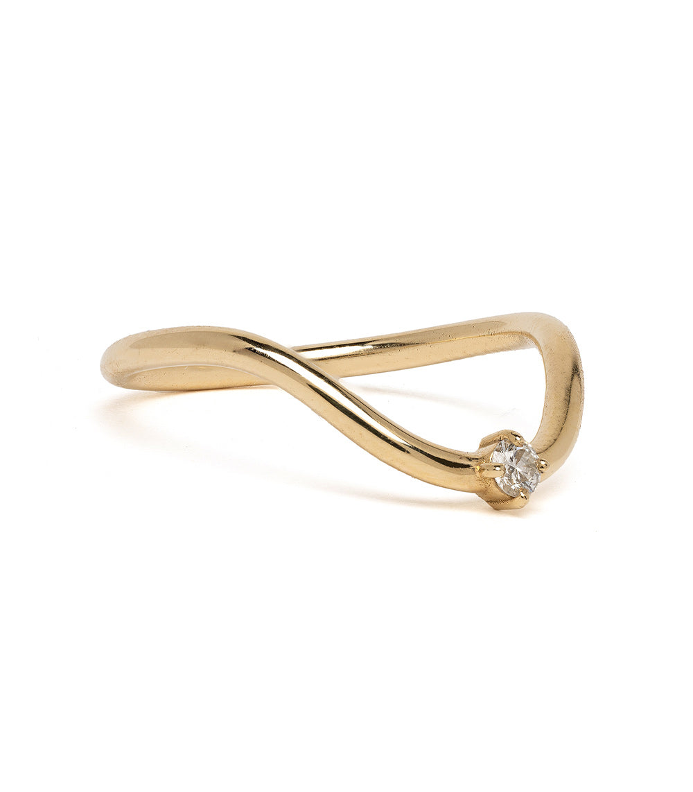 Beau Band with Round Diamond A-R41-R 14K yellow gold ring with a round diamond setting