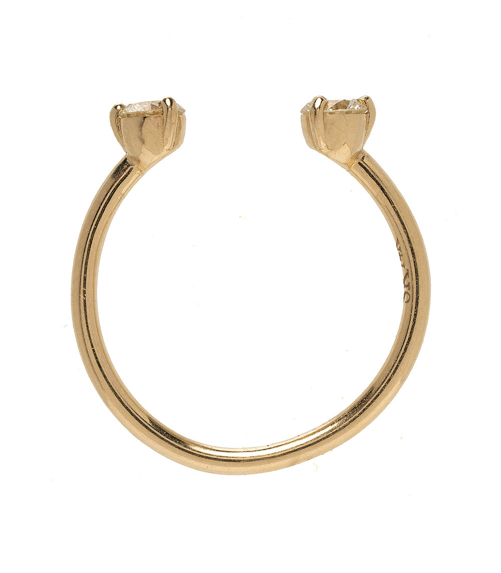Lunetta A-R38-RD unique engagement ring in shiny 14K yellow gold with single clear diamond center