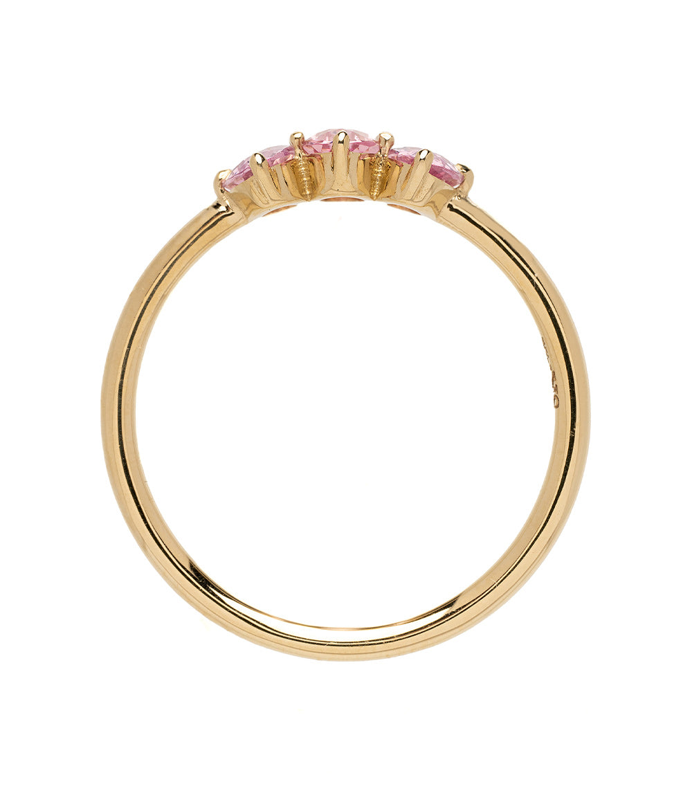 Claudette Gemstone Stacking Band by SK-R68B-3-OB-PS-0.74 in gold with pink gemstones—stacked prongs