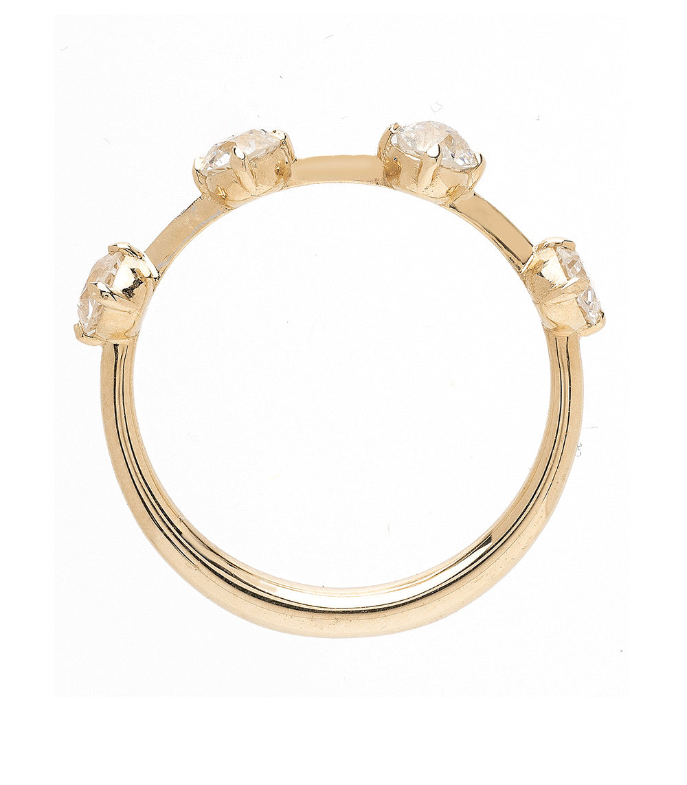 Estée Band by SB-R2 four-stone band ring in shiny 14K yellow gold with prong-set stones