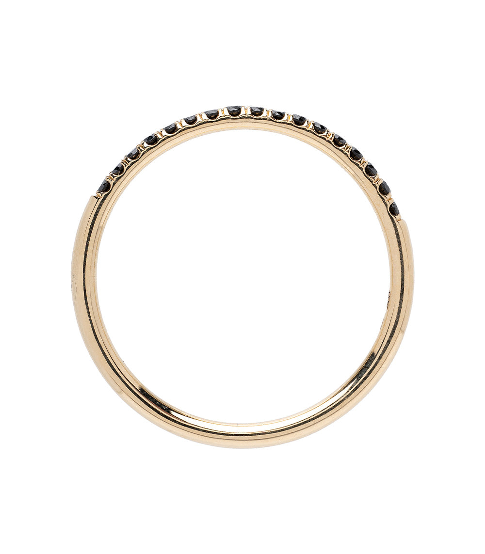 Classic Wire Band by A-R29-BD 14K yellow gold band with dark stones and polished wire detail