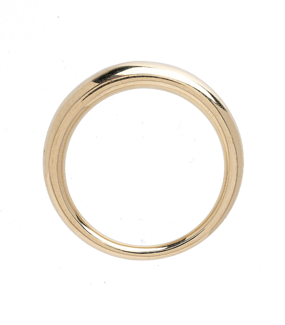 Mini Crescent A-R46 14K yellow gold ring with shiny crescent band, subtle sparkle under light