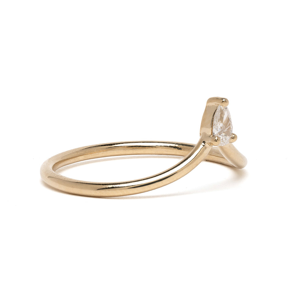 Spire Tiara AL-R16-PP ring in 14K yellow gold with shiny finish and prong-set pear-shaped diamond