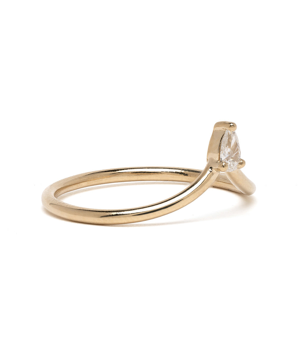 Spire Tiara AL-R16-PP ring in 14K yellow gold with shiny finish and prong-set pear-shaped diamond