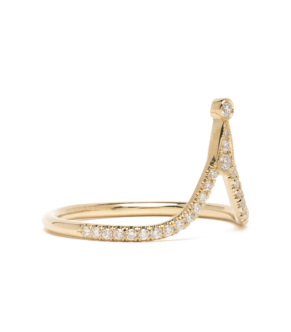 Alethea AL-R1-P engagement ring band in shiny 14K yellow gold with pavé diamonds