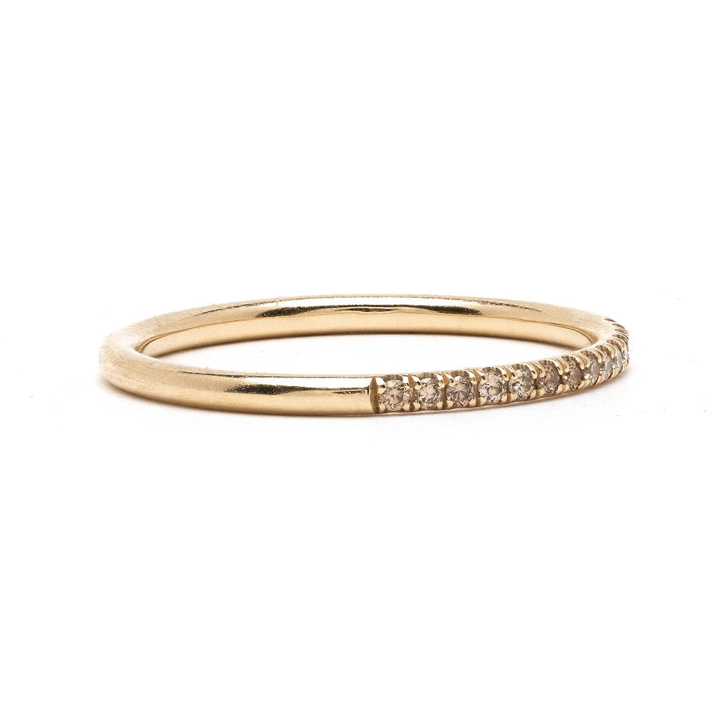 Classic Wire Band A-R29-CD ring in 14K yellow gold with shiny pavé diamond accent along the band