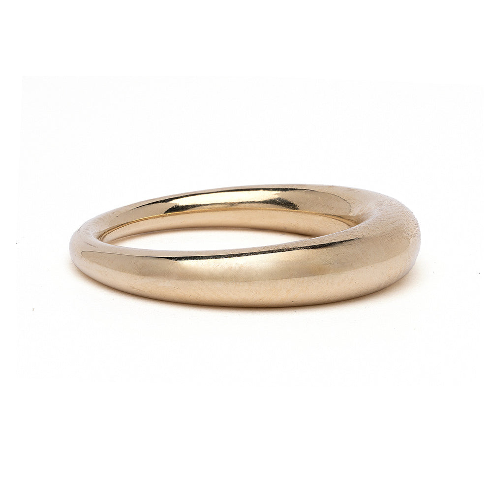 Crescent Band A-R44 shiny 14K yellow gold ring with smooth crescent profile, minimal
