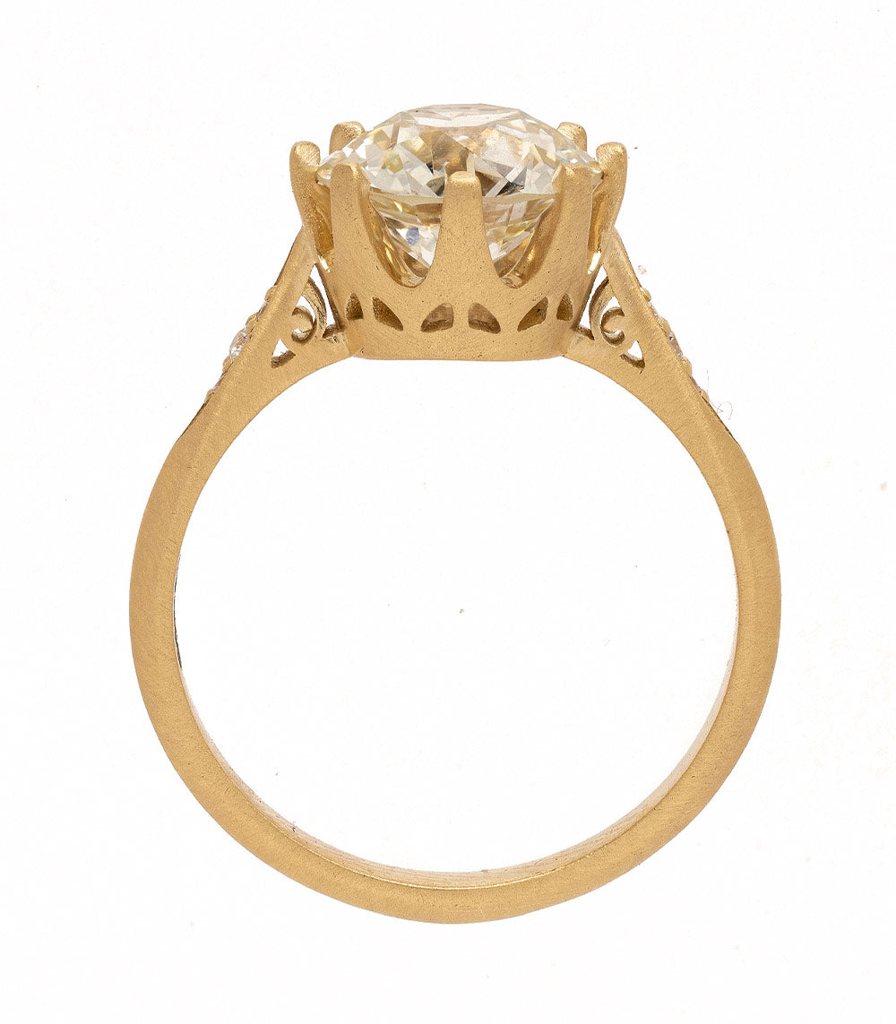 Evangeline SK-R92-OEC unique engagement ring in gold with a faceted clear center stone sparkle