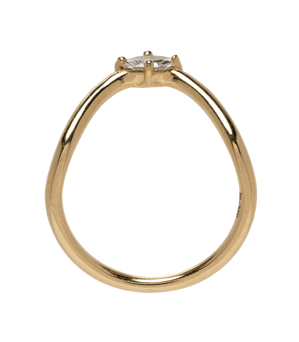 Beau Band with Marquise Diamond A-R41-MQ 14K yellow gold engagement ring band with marquise diamond, shiny