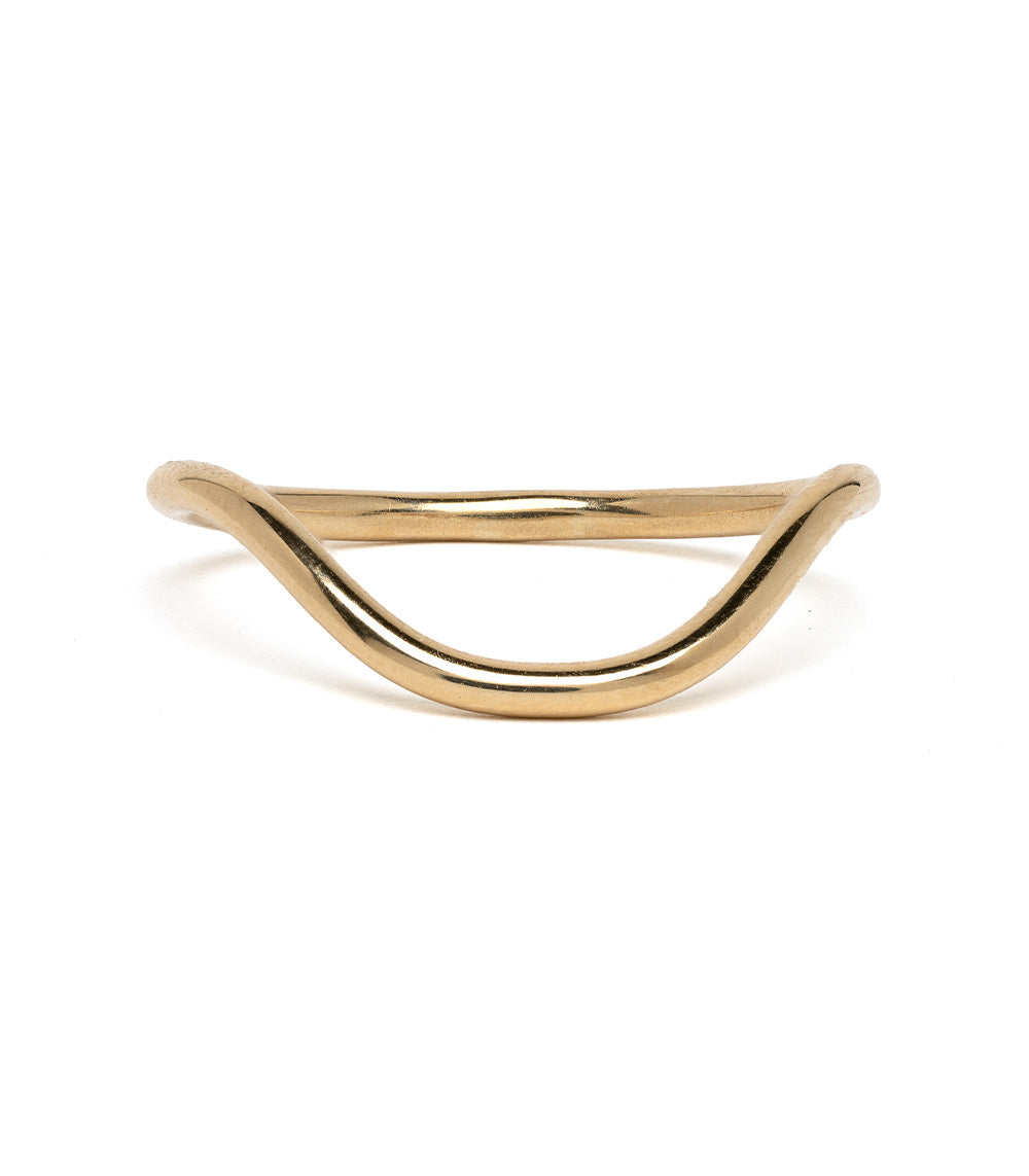 Beau Band A-R41 shiny 14K yellow gold ring band with sculpted curved wave profile