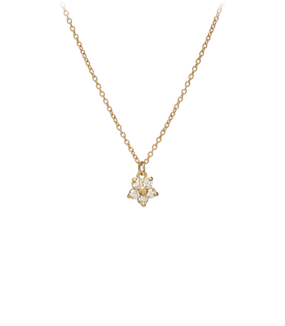 Daisy Charm  Necklace LF-N2-WD 14K yellow gold chain with shiny floral charm and tiny clear stones