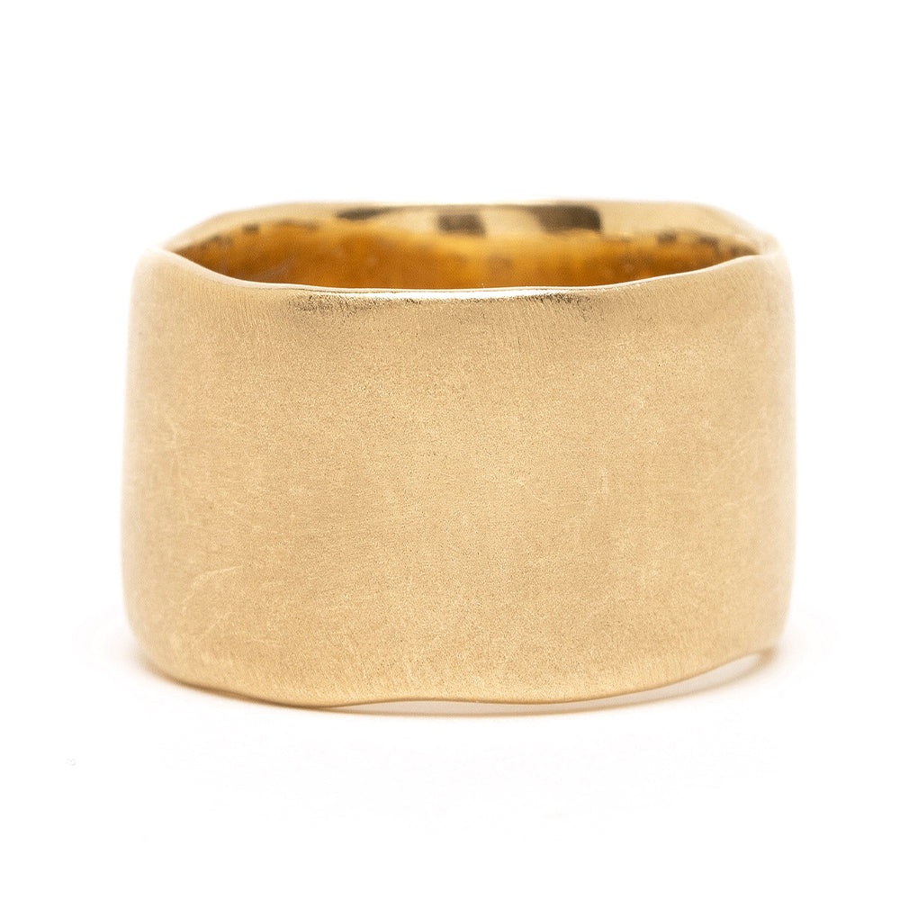 Torn Paper Band by P-R5 14K Yellow Gold matte band with torn-paper texture in a smooth ring profile
