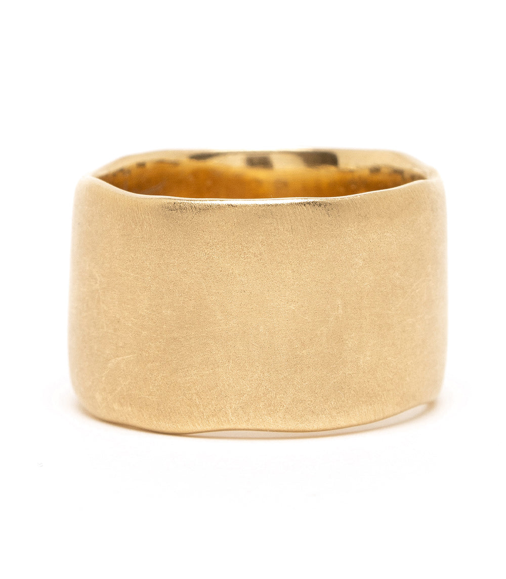 Torn Paper Band by P-R5 14K Yellow Gold matte band with torn-paper texture in a smooth ring profile