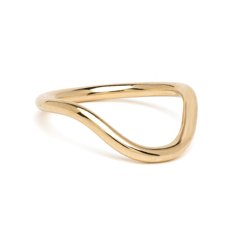 The Bold Beau Band by A-R43 14K yellow gold shiny open wave ring band with curved profile
