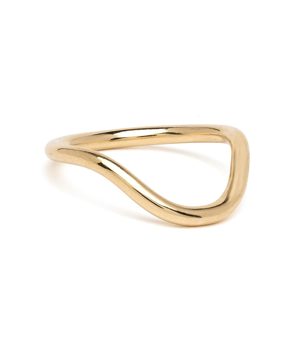 The Bold Beau Band by A-R43 14K yellow gold shiny open wave ring band with curved profile