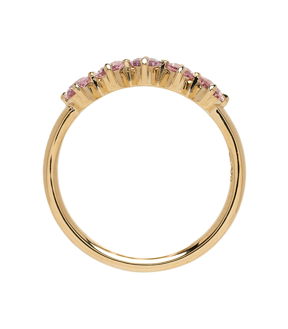 Claudette Gemstone Stacking Band SK-R68B-5-OB-PS-1.38 gold gemstone stacking band with pink stones